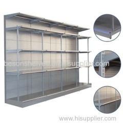 Heavy duty display shelving with hole back panel