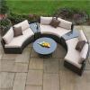 Well Furnir - Rattan Half Moon Corner Sofa Set