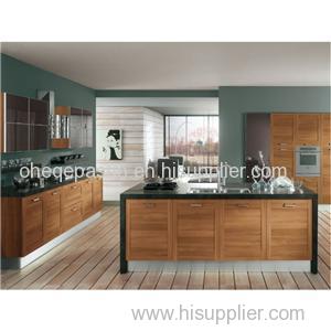 DIY Modern Wood Grain Veneer Kitchen Acrylic Cooktop Cabinet