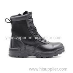 Black High Cut Split Smooth Leather + Oxford Fabric Upper New Breathable Mesh Rubber Outsole Combat Shoes