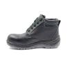 Black Middle Cut Split Embossed Leather Upper Dual-density PU Outsole Steel Toe Safety Shoes