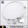 Simple Birthstone Expandable Bangle Bracelet With Faith Heart Charms For Wholesale