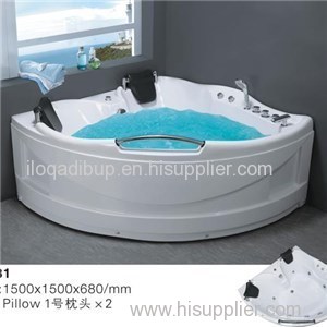 Hot sale sector shape 2 person acrylic massage bathtub