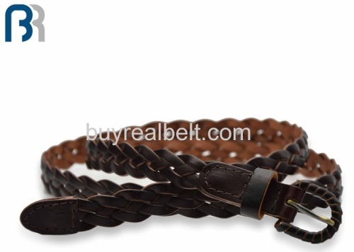 Ladies Buckle Wrapped Leather Braided Belt