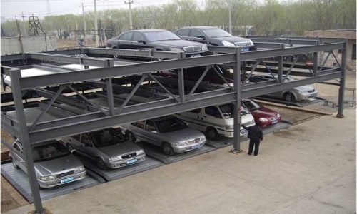 Automated three-storey lift-sliding car parking garage