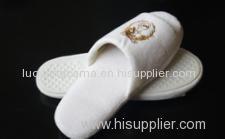 luxury customised velour hotel slipper with embroidery and TPR sole hotel slipper