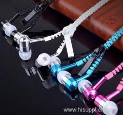 2017 best sellers metal earphone mobile-phone headphone zipper earphone fashion gloden headphone