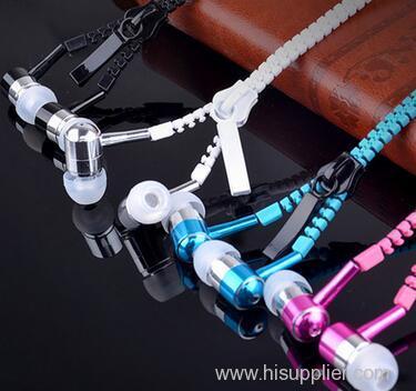 2017 best sellers metal earphone mobile-phone headphone zipper earphone fashion gloden headphone