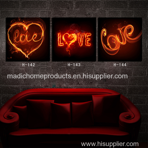 Abstract oil painting on canvas 3 piece living room wall art fire love heart canvas printed wall painting pictures
