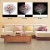 3 panel abstract oil painting black white and red tree living room wall decoration canvas printings