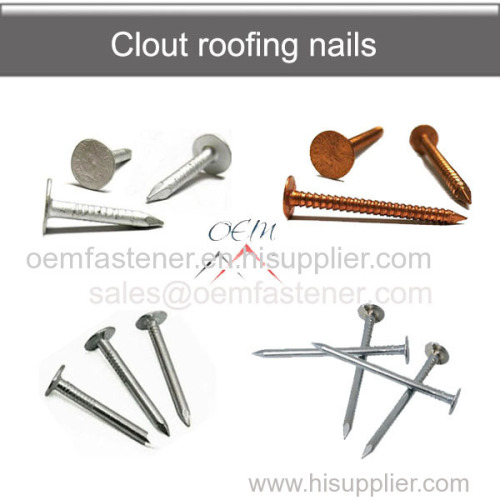 Large flat head roofing nails