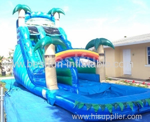 inflatable waterslide blue tropical slide