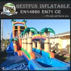 inflatable waterslide blue tropical long extreme