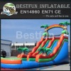 dual tropical inflatable wet slide