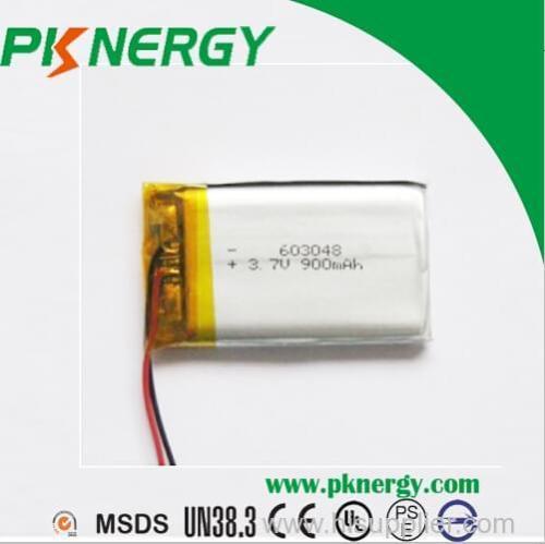 Lithium Polymer Battery 603048 3.7V 900mAh Rechargeableaa Lipo Batteries for Smart Watch