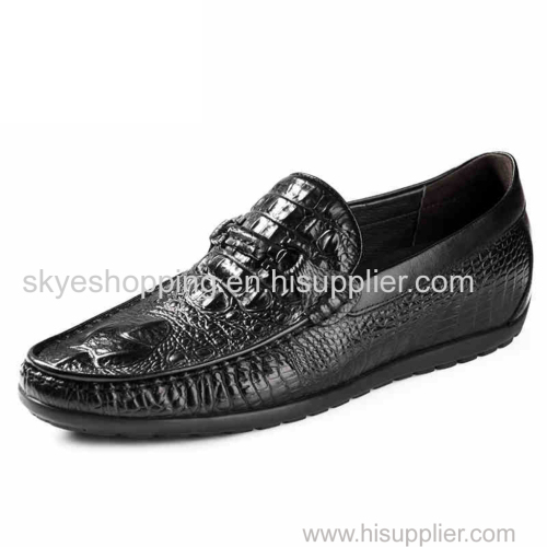 Height Elevator Shoes 2.16 Inches Genuine Leather Height Increasing Casual Shoes Crocodile Print For Men