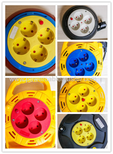 multiple electrical extension spring loaded mini cable reel with children protection