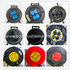 4x16A sockets Germany IP44 rubber Cable Reel Schuko H07RN-F rubber extension cord reel 40m
