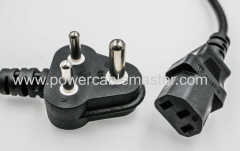 SABS certificated/approved 3 pin South Africa power cord plug C13
