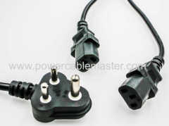south africa 3 pin plug 250V power cord appliance power cord 15A 16A