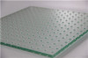 Low iron tempered heat strengthened etched Anti skid laminated glass