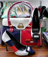Stitching Color High Heels with Handbags