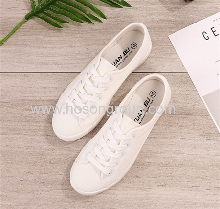 White canvas lace casual shoes