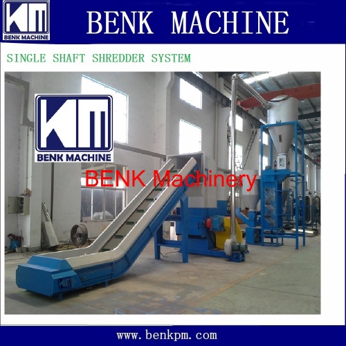 waste plastic PE/PP film single shaft shredder machine system