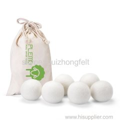 100% wool felt laundry balls with cotton bags