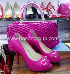 New Fashion peep toe high heel shoes with matching shoes