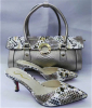 New fashion high heel slipper and snake pattern bags