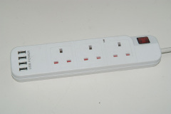UK standard 3-Outlet Travel Charger Power Strip with 4.6A Max 4 USB Ports