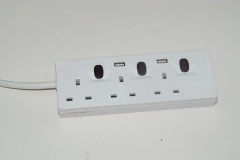 3 Way UK Socket with individual switch and 2 USB port