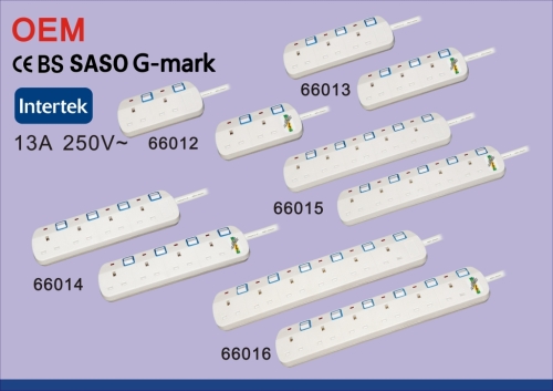 3 way SASO Saudi Arabia extension power socket with individual switch