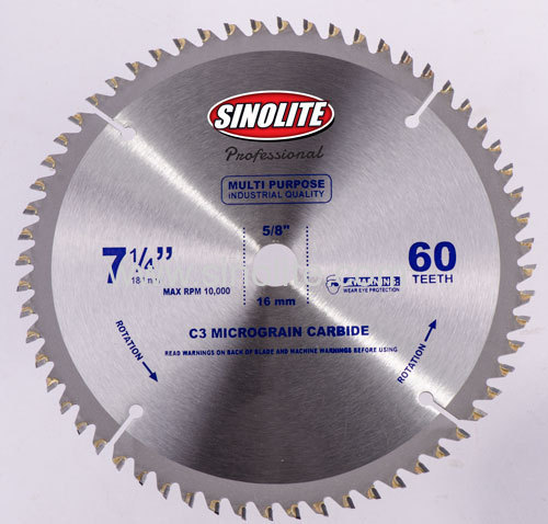 Circular Saw Blade 7-1/4  (184mm)-60T  Combination Teeth for Industrial Cutting