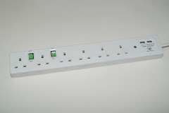 extension cord UK Socket 3 Pin British 6 plug extension board with 2 USB