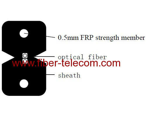 2-core FTTH Indoor Cable with 0.5mm FRP Strength member 100m