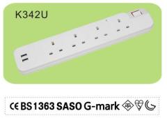 SASO G Mark Desktop Power Electric Socket 4 gang outlet with switch