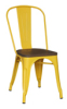 Tolix High Back Chair with Wooden Seat