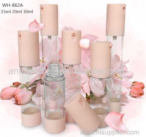 empty 15ml 20ml 30ml slim and tall cylindrical plastic cosmetic airless pump bottle