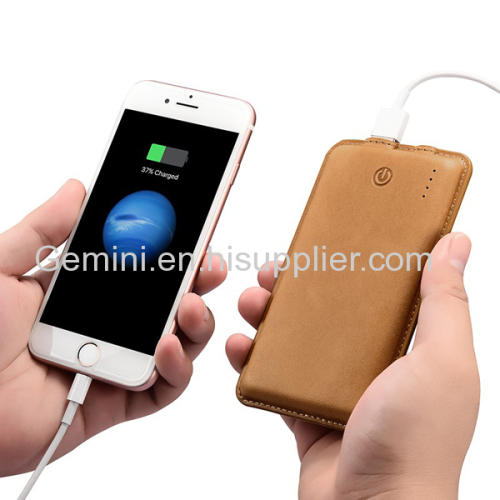Genuine leather power bank 10000mah portable mobile charger
