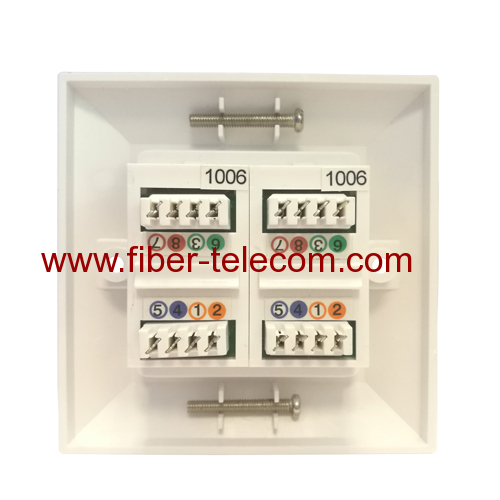 2ports UK type Bevelled Wall Plate with CAT5e Keystone Jack