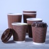 Disposable biodegradable ripple paper coffee cup for hot drinking