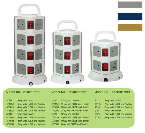 Power strip surge protector 16 Way 1 switch