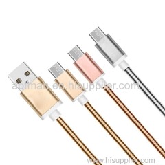 usb data cable stainless steel wire phone cable charger usb cable bulk for sale