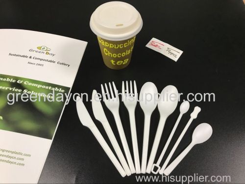 100% biodegradable compostable CPLA flatware knife fork spoon