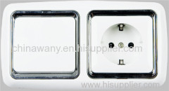 Flush type wall switch and schuko socket with switch