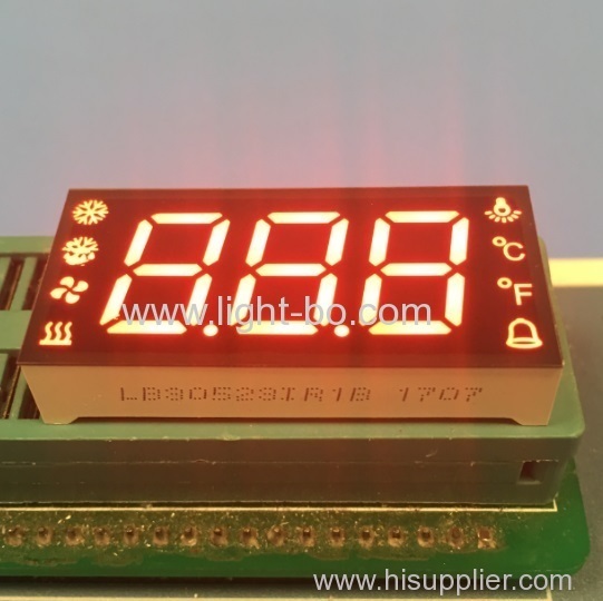 Custom ultra blue triple digit 7 segment led display for temperature humidity defrost compressor fan status indicator