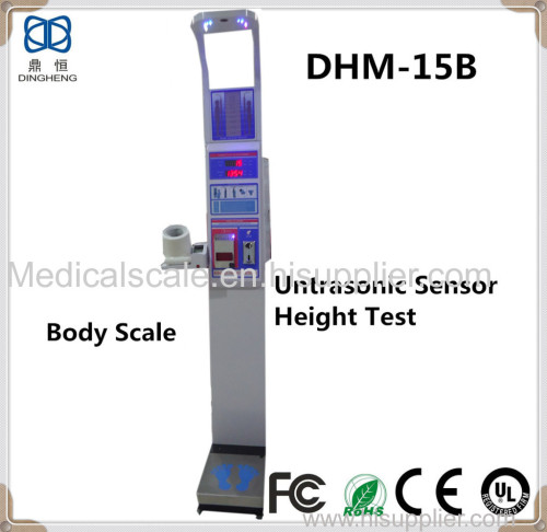 Ultrasonic Digital weight measurement with height machine with coin and blood pressure meter