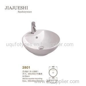 Elegant Casa White Art Basin In Traditional Model With One Tape Hole Bathroom Sink
